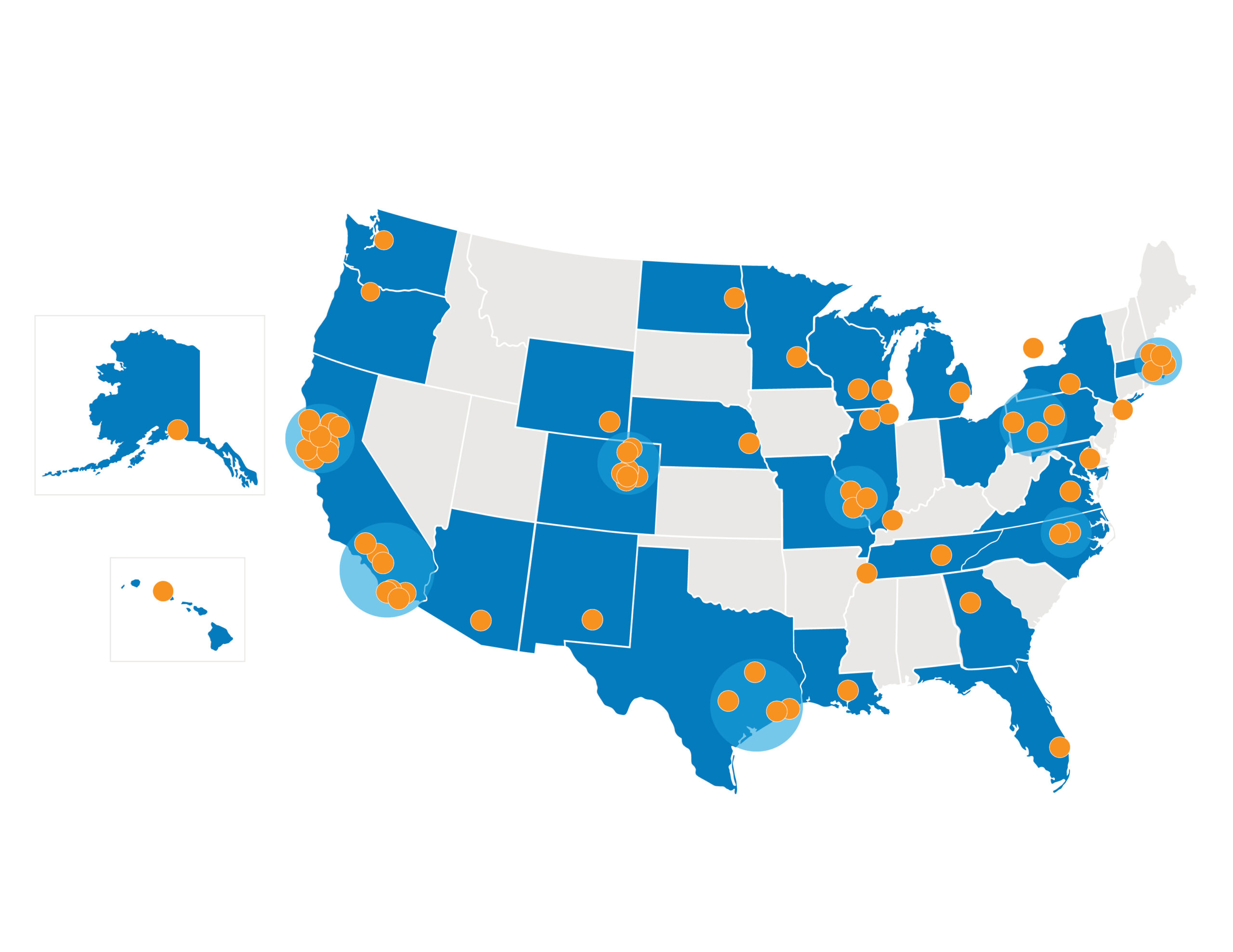 A map of the United States depicting where Channel Partners are located.