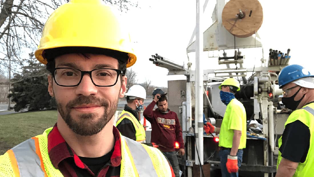 Jimmy Randolph, chief technology officer at Darcy Solutions, at a geothermal installation site.