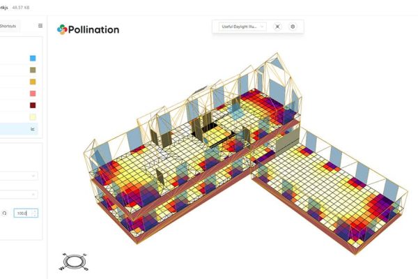 A graphic shows the layout of a house with different colors indicating daylight strength.