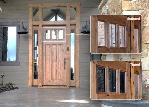 A home's front door with dimmable glass.