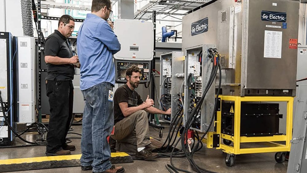 NREL engineers testing a Go Electric inverter