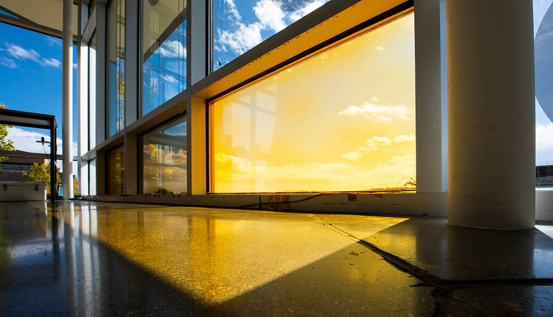 Sun shines through window
