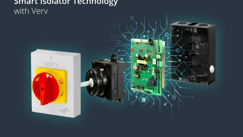 A schematic of a control switch, computer chip, and black electrical machines.